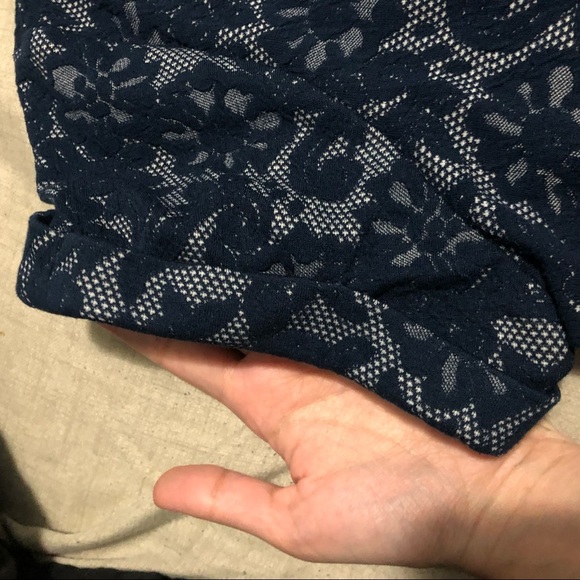 Alfred Sung Navy Lace Floral Round Neck Tee - Picture 4 of 7